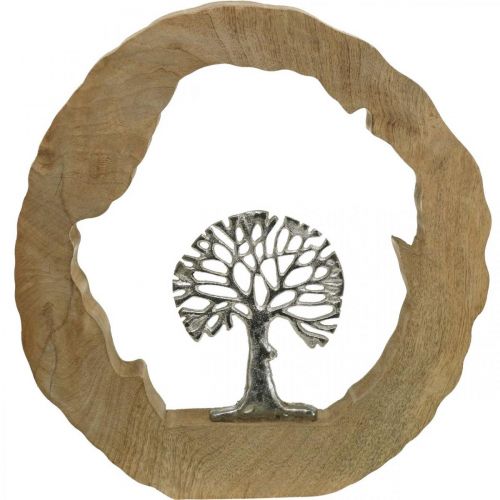 Floristik24 Boomtafeldecoratie hout om te plaatsen mangohout naturel, metaal 32×5×34cm