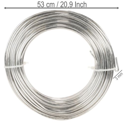 Aluminiumdraad, zilverkleurig, 3 mm, knutseldraad voor creatieve projecten, 1 kg | Floristik24.nl
