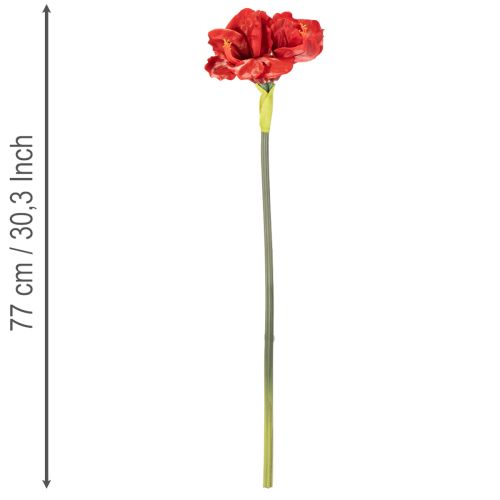 Kunstmatige amaryllisbloem, rood, lange steel, voor vaas en bloemstuk, 77 cm | Floristik24.nl