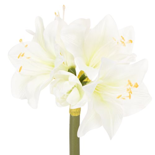 Kunstmatige amaryllisbloem, wit, met steel, advent en kerst, 50 cm