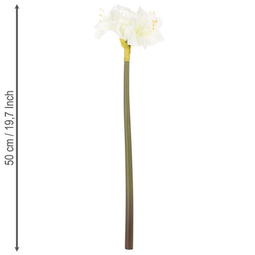 Kunstmatige amaryllisbloem, wit, met steel, advent en kerst, 50 cm | Floristik24.nl