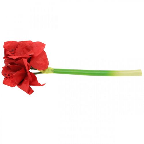 Artikel Amaryllis rode kunstzijde bloem met drie bloemen H40cm