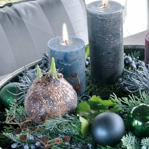 Floristik24 Amaryllisbol met glitter kunstbruin H19cm