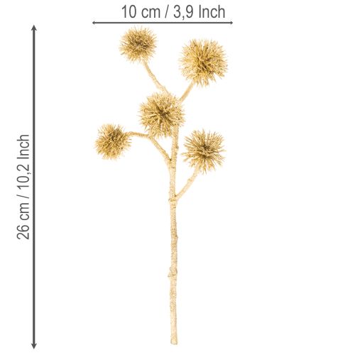 Kunstmatige barnsteenfruitboomtak, gouden versiering, 26 cm, bundel van 6 | Floristik24.nl