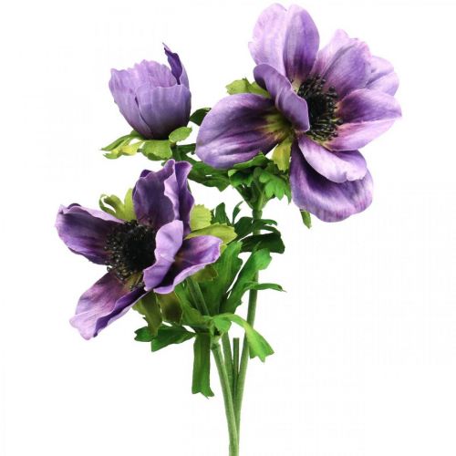 Kunstanemoon, zijden bloem, kunstplant met bloemen paars L55cm