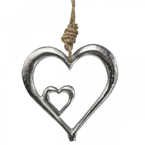 Hanger decoratief hart metaal zilver naturel 10,5x11x0,5cm