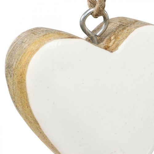 Hanger houten harten decoratieve harten wit Ø5-5,5cm 12st