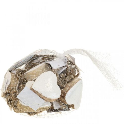 Floristik24 Hanger houten harten decoratieve harten wit Ø5-5,5cm 12st