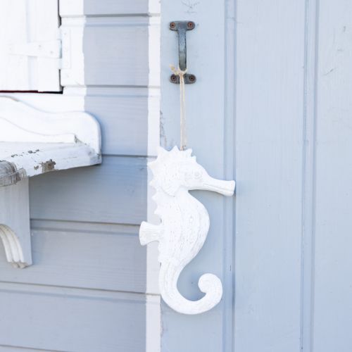 Artikel Hanger zeepaardje decoratie wit, maritieme decoratie H23cm