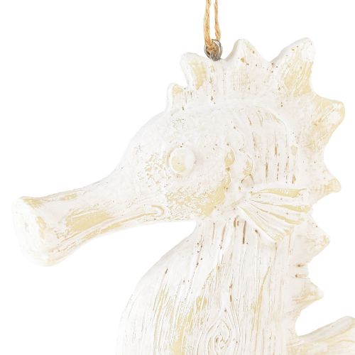 Artikel Hanger zeepaardje decoratie wit, maritieme decoratie H23cm
