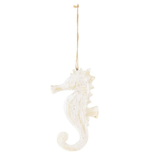 Artikel Hanger zeepaardje decoratie wit, maritieme decoratie H23cm