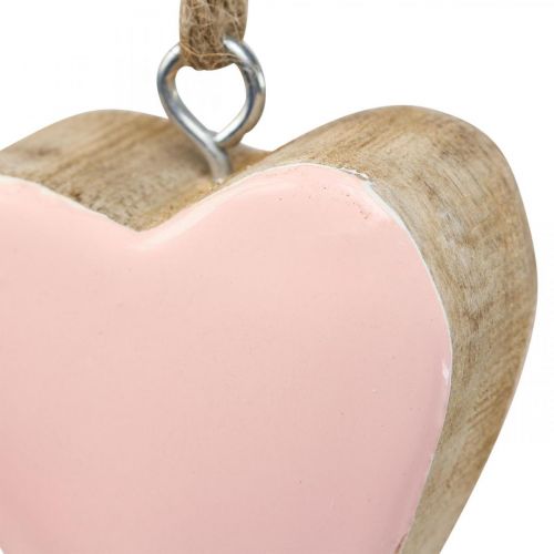 Floristik24 Hanger houten harten decoratieve harten roze Ø5-5,5cm 12st