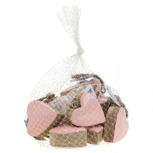 Floristik24 Hanger houten harten decoratieve harten roze Ø5-5,5cm 12st