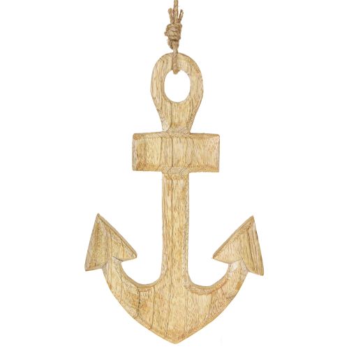 Artikel Anker Decoratie Hanger Maritiem Hout Jute Natuurlijk 15x25cm 2st
