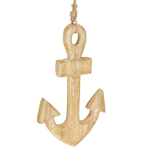 Artikel Anker Decoratie Hanger Maritiem Hout Jute Natuurlijk 15x25cm 2st