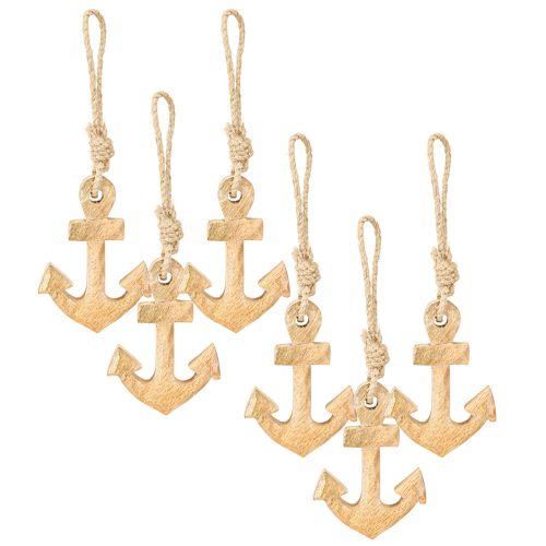 Artikel Anker Decoratie Houten Decoratie Hanger in Naturel 7cmx10cm 6 st.