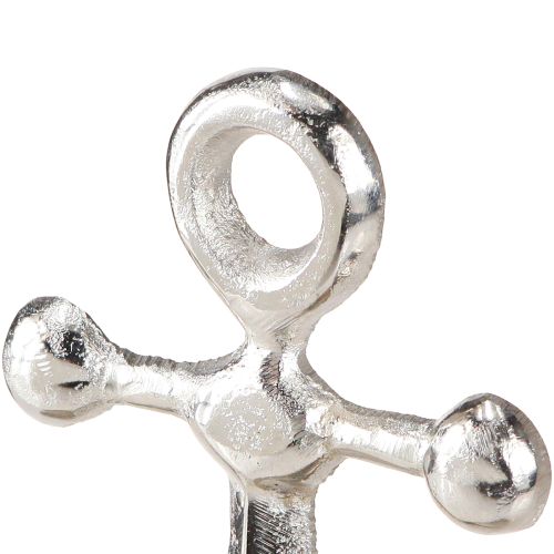 Artikel Anker Decoratie Metaal op Houten Basis Zilver Natuurlijk H21cm