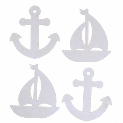 Strooisel decoratiemix anker zeilboot hout creme 4cm 72p Strooisel decoratiemix anker zeilboot hout creme 4cm 72p