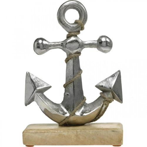 Floristik24 Metalen anker, zomer, maritiem etalagedecoratie Zilver, natuurlijke kleuren H22cm