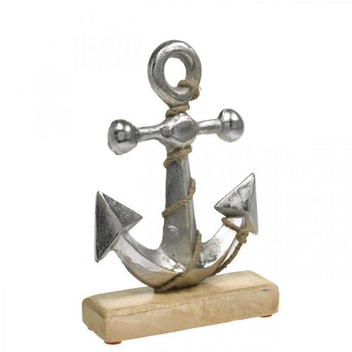 Metalen anker, zomer, maritiem etalagedecoratie Zilver, natuurlijke kleuren H22cm