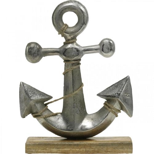 Floristik24 Anker van metaal, maritieme decoratie, nautische zeedecoratie zilver, natuurlijke kleuren H32cm