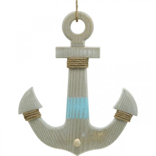 Anker om op te hangen, haak voor maritieme decoratie, houten badkamerdecoratie, vintage look H39cm