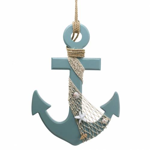 Floristik24 Ankerhout met schelpen lichtblauw 28.5×40cm