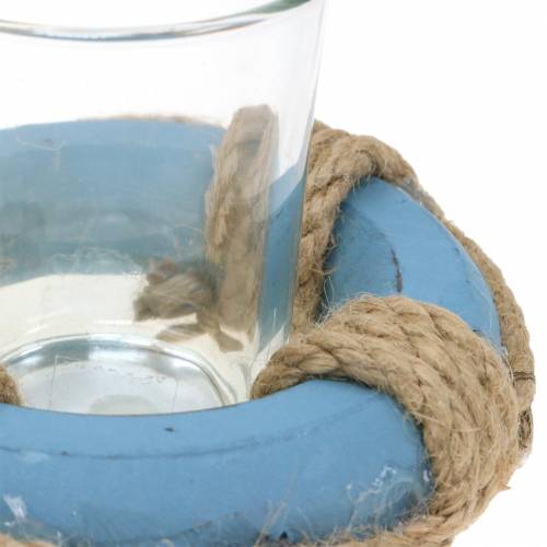 Floristik24 Lantaarn glas met reddingsboei Ø11cm H7cm set van 3