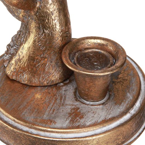 Artikel Antieke kandelaar glas hertenkop goud metaal 26cm
