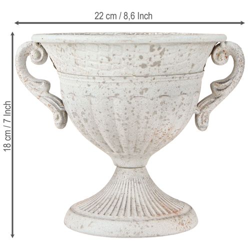 Artikel Antieke trofee met handgrepen metalen decoratie vintage grijs wit H18cm