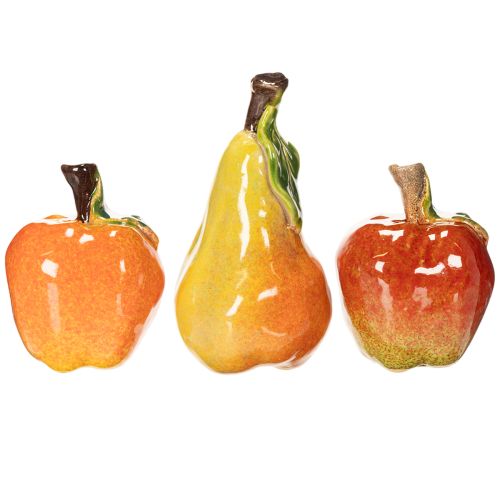 Kunstmatige fruitset: appel en peer, decoratief item voor de herfst, 12 cm, 3 stuks