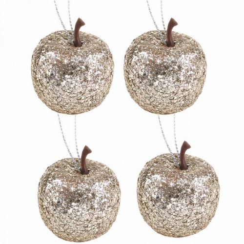 Floristik24 Deco mini appel glitter champagne boomversiering Ø3.5cm 24st