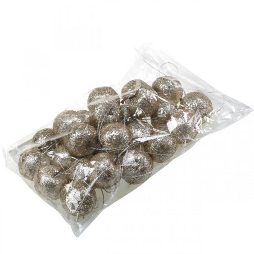 Floristik24 Decoratieve mini appelglitter champagneboomversieringen Ø3,5cm 24 st