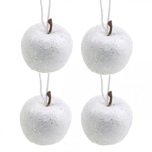 Floristik24 Deco mini appel glitter witte kerstboomversieringen Ø3,5cm 24 st