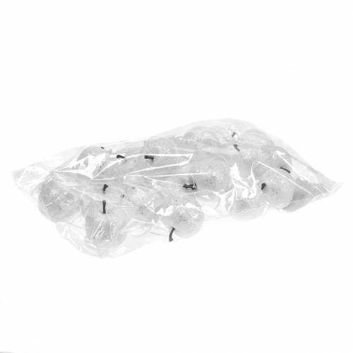 Floristik24 Deco mini appel glitter witte kerstboomversieringen Ø3,5cm 24 st