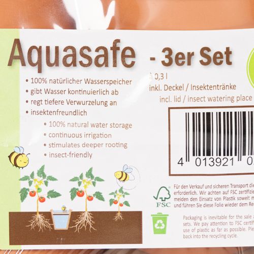 Aquasafe waterreservoir met insectendrinkbak voor tuin, balkon, terras, 12 cm, 3 stuks | Floristik24.nl
