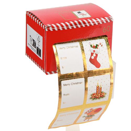 Artikel Stickers Kerstcadeausticker etiketten 5,5cm 60 stuks