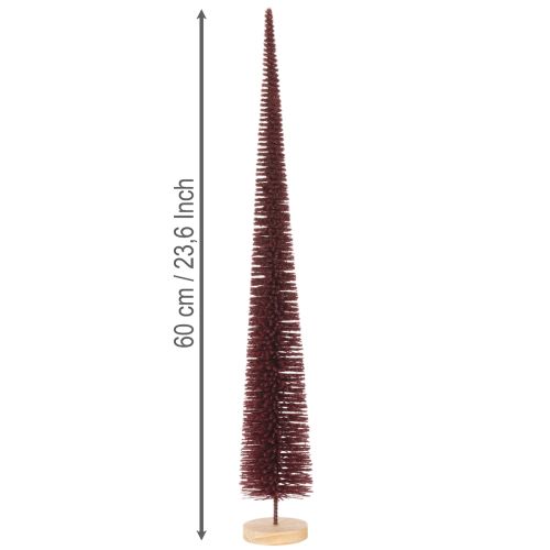 Decoratieve kerstboom, slanke boomfiguur op een houten voet, 60 cm | Floristik24.nl