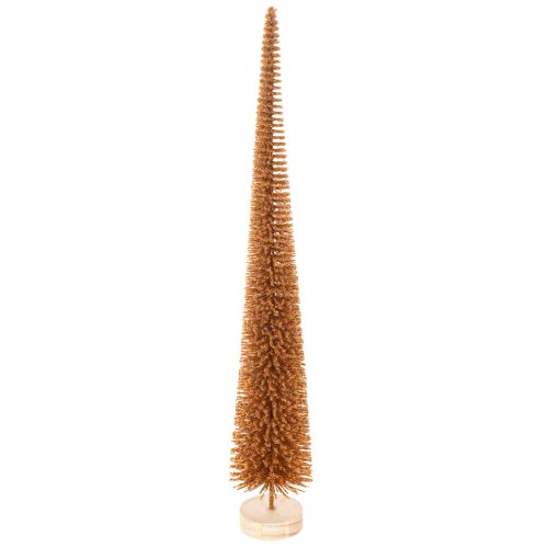 Kunstmatige kerstboomversiering, slank, met houten voet, 40 cm, 3 stuks