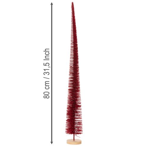Moderne, slanke decoratieve kerstboom op een houten voet, 80 cm. | Floristik24.nl