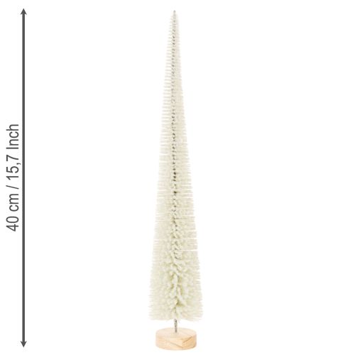 Decoratieve kerstboom met houten voet voor winterdecoratie, 40 cm, 3 stuks | Floristik24.nl