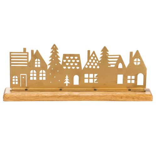 Huissilhouet decoratie adventskalender op houten voetstuk 29 cm | Floristik24.nl