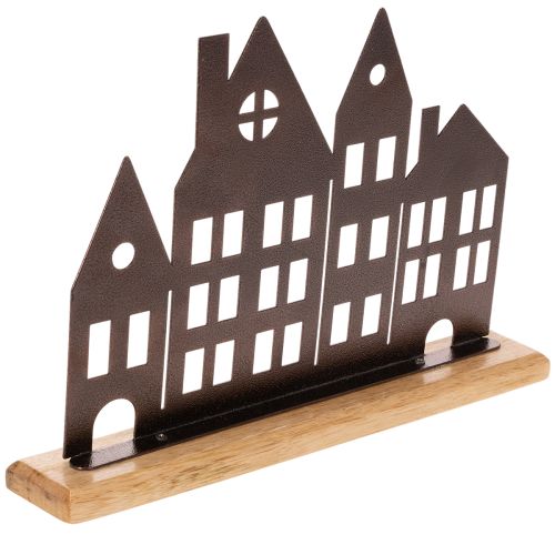 Decoratie voor een rijtje huizen, metaal met houten voet, 30 cm | Floristik24.nl