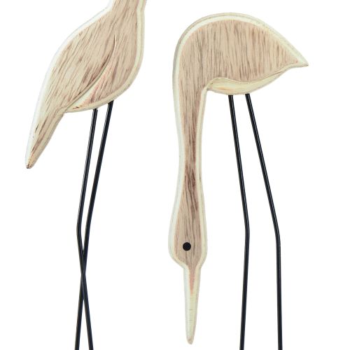 Artikel Standaard houten figuur kraanpaar naturel 27,5×13cm 2 st