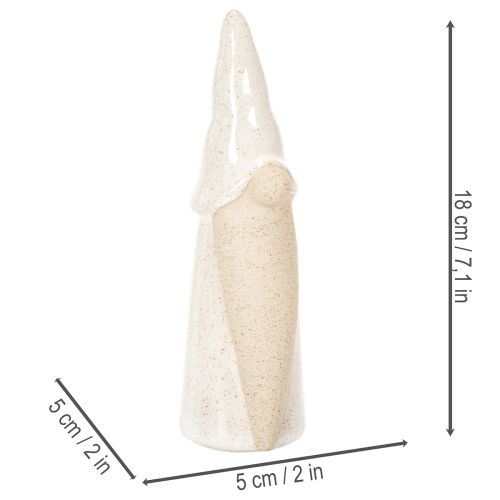 Decoratieve kabouterfiguur, licht keramiek, Scandinavische stijl, 18 cm, 3 stuks | Floristik24.nl