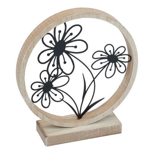 Metalen bloemen tafeldecoratie hout metalen veerdecoratie H19cm