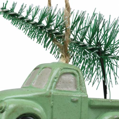 Kerstboomversiering auto met spar rood / groen 2st