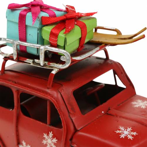 Floristik24 Kerstwagen met pakketten rood L11cm