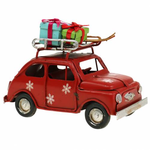 Floristik24 Kerstwagen met pakketten rood L11cm