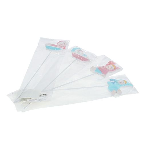 Floristik24 Baby decoratieplug roze, blauw 5cm L25cm 4st